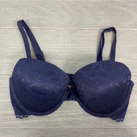 Savage x Fenty by Rihanna Allover Lace T-Shirt Bra 32D Purple Blue Sexy Push Up - Picture 9 of 16